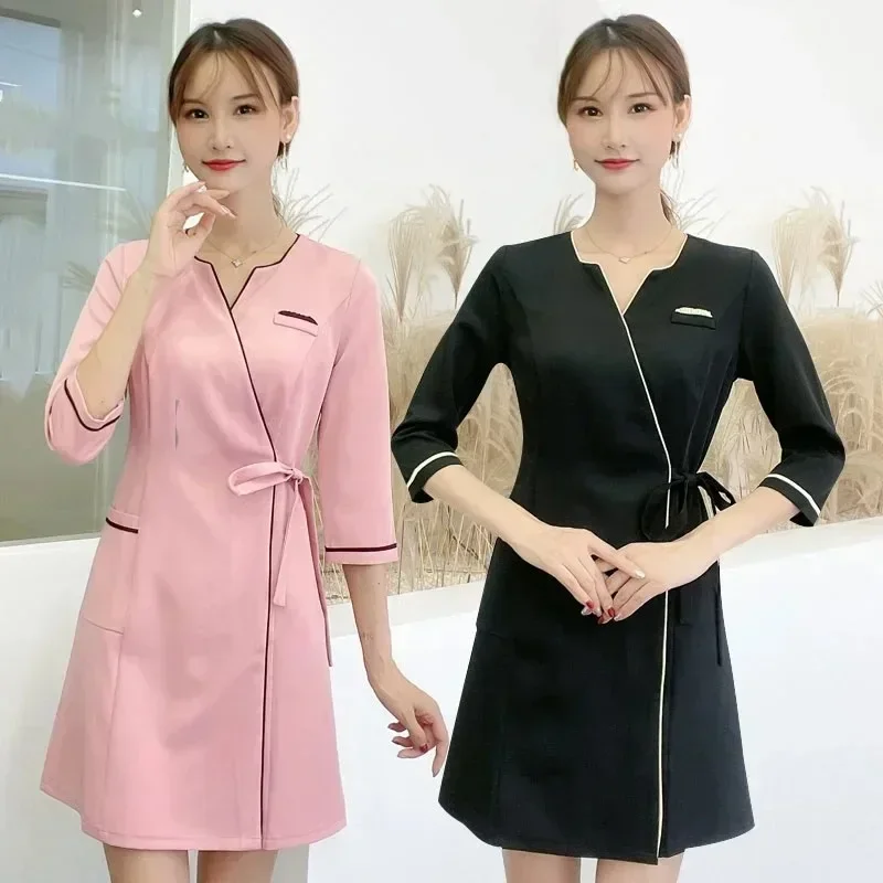 

Spa Massage Beautician Uniform Women Beauty Salon Uniform Waitress Beautiful Clinical Uniforms For Woman Feamle Dress