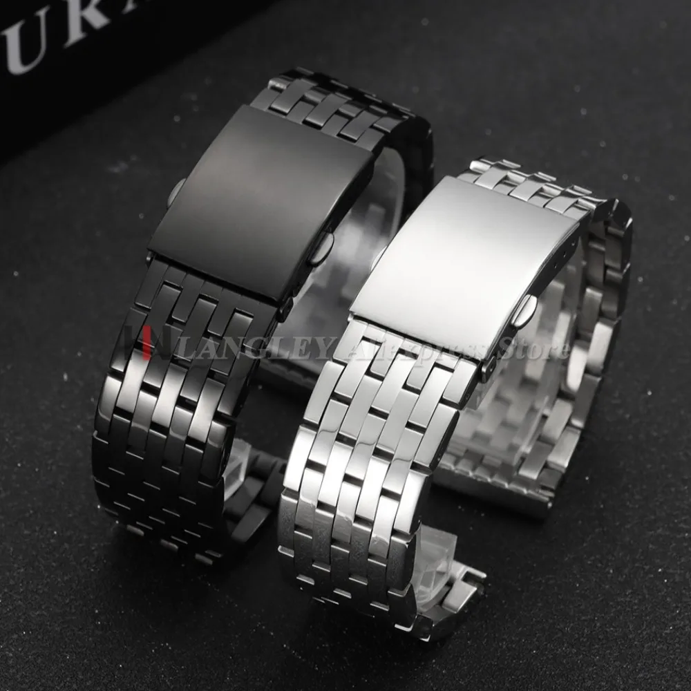 Solid Stainless Steel Watch Band 22mm 24mm 26mm 28mm 30mm For Diesel Strap Flat Bracelet Men Sport Business Strap Folding Buckle
