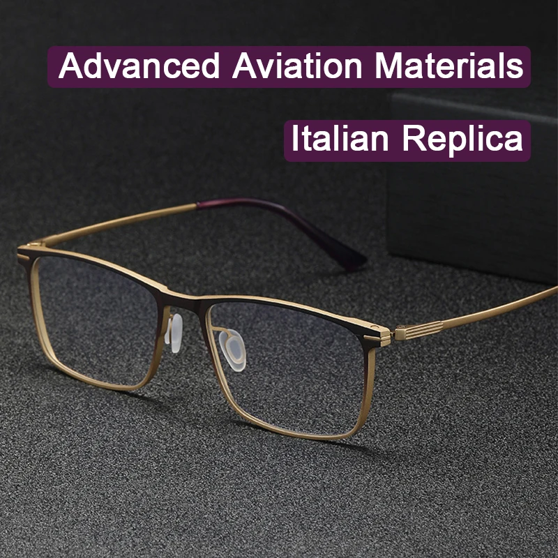 Matériau d'aviation tendance italienne Ultra léger 10g, monture de lunettes en alliage d'aluminium et de magnésium, support de faux sourcils raffiné pour homme d'affaires