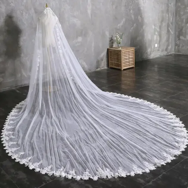 

1 Tier Wedding Veil，Elegant Bridal Handmade Lace Veil ，Romantic Wedding White Lace Veil, Lace Cathedral Bridal Veil