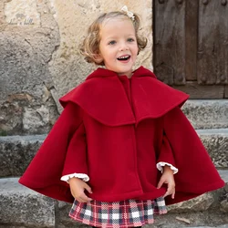 Dave Bella Children Girls Baby Tops Outerwear 2024 New Autumn Winter New Fashion Casual Overcoat Cloak Outdoor Warm DB4242657