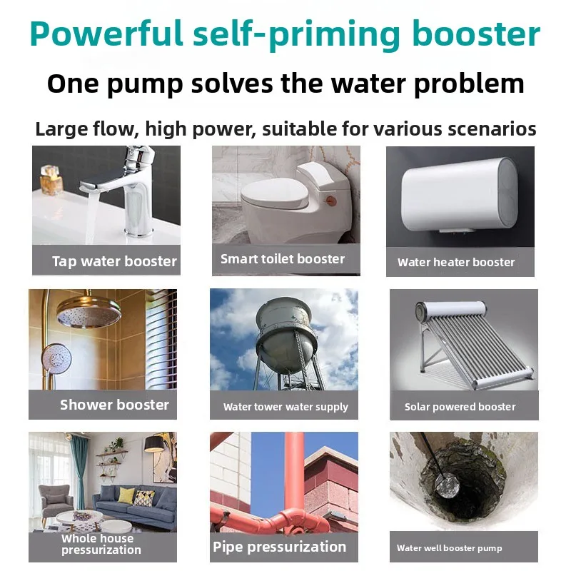 Booster Pump Household Automatic Silent Self-priming Pump Water Heater Tap Water Pipeline Pressurized Suction Pump 220V