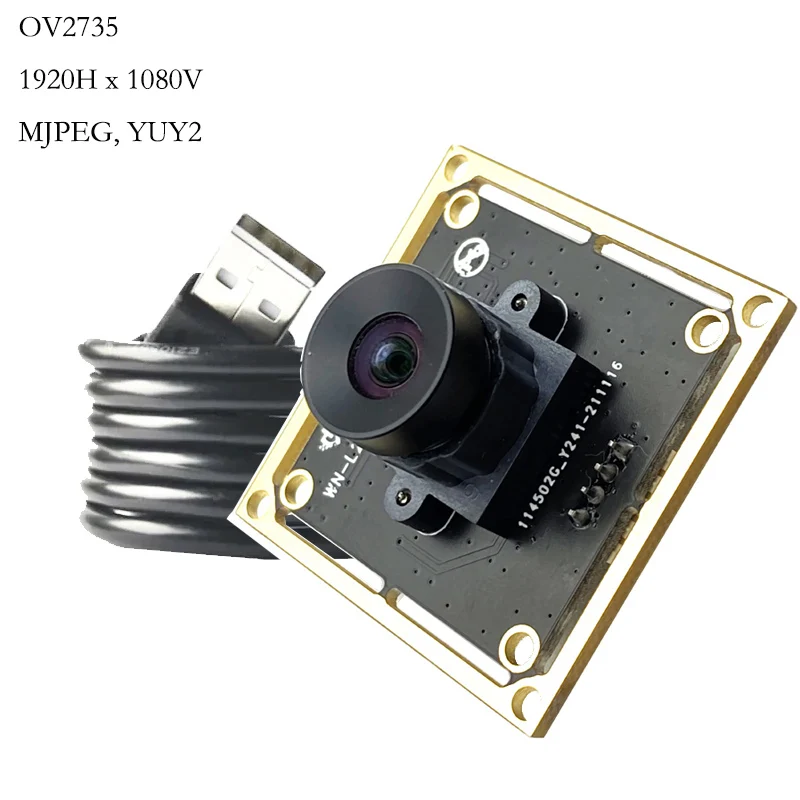 2MP HD 1080P OV2735 USB Camera Module FF 95° MJPEG, YUY2 Driver Free Plug-n-play for Windows Android Linux Mac OSX