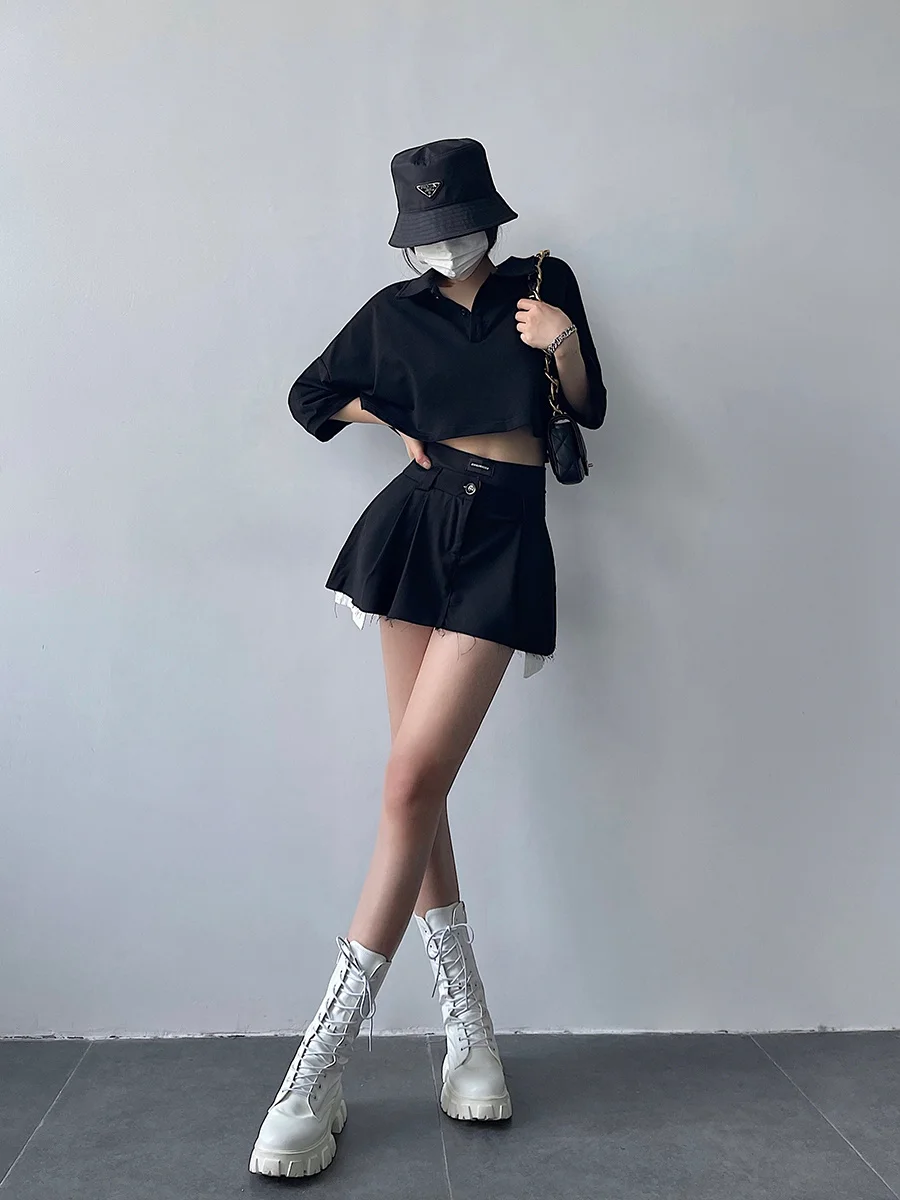 TVVOVVIN High Waist Thin Woolen Frill Skirt A-LINE Fashion Hot Sexy Women Skorts Two Fake Pieces Autumn Skirts J6BM