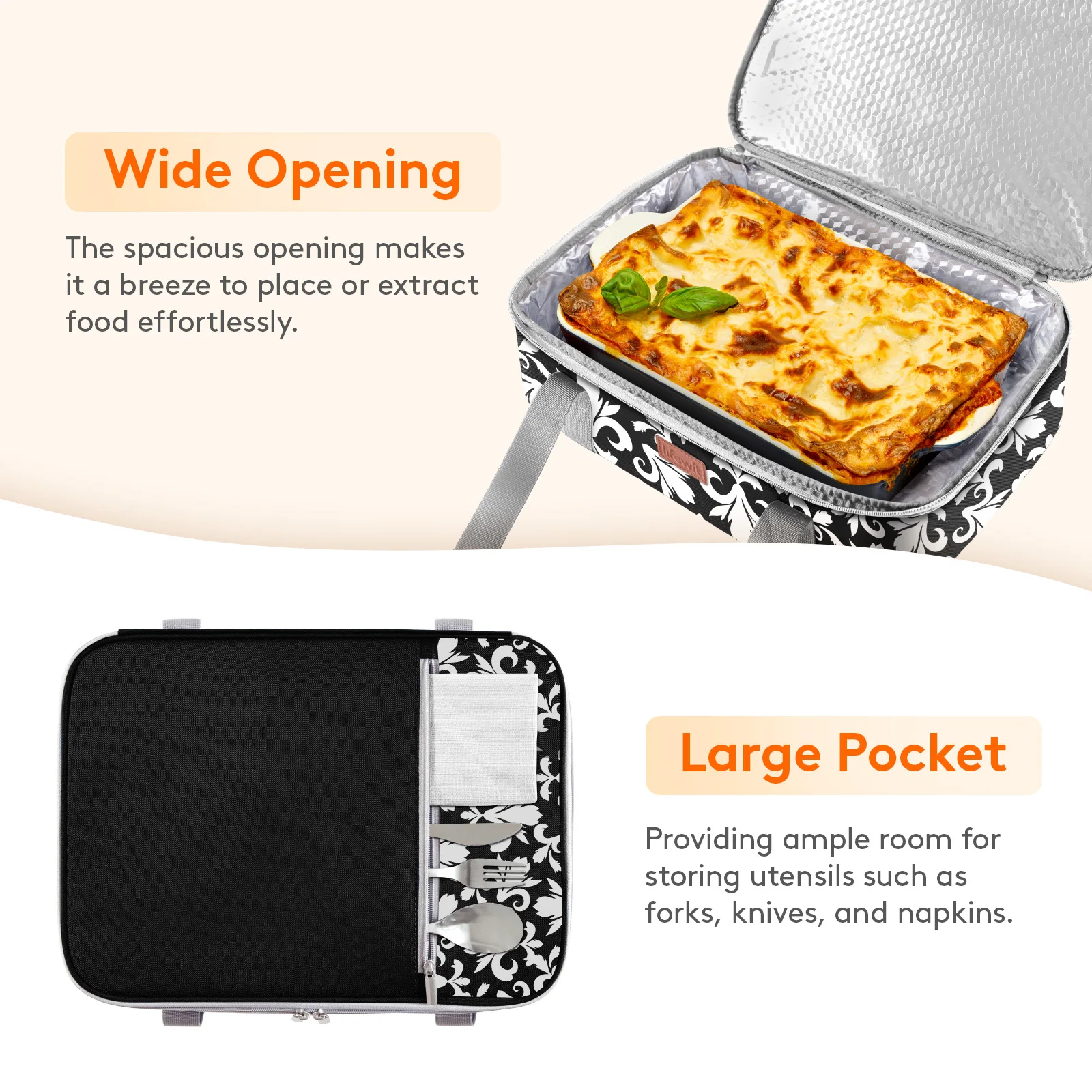 حامل طاجن للأطعمة الساخنة أو الباردة، حامل طعام معزول لأطباق الخبز، حامل Lasagna للحظ/الحفلات #5