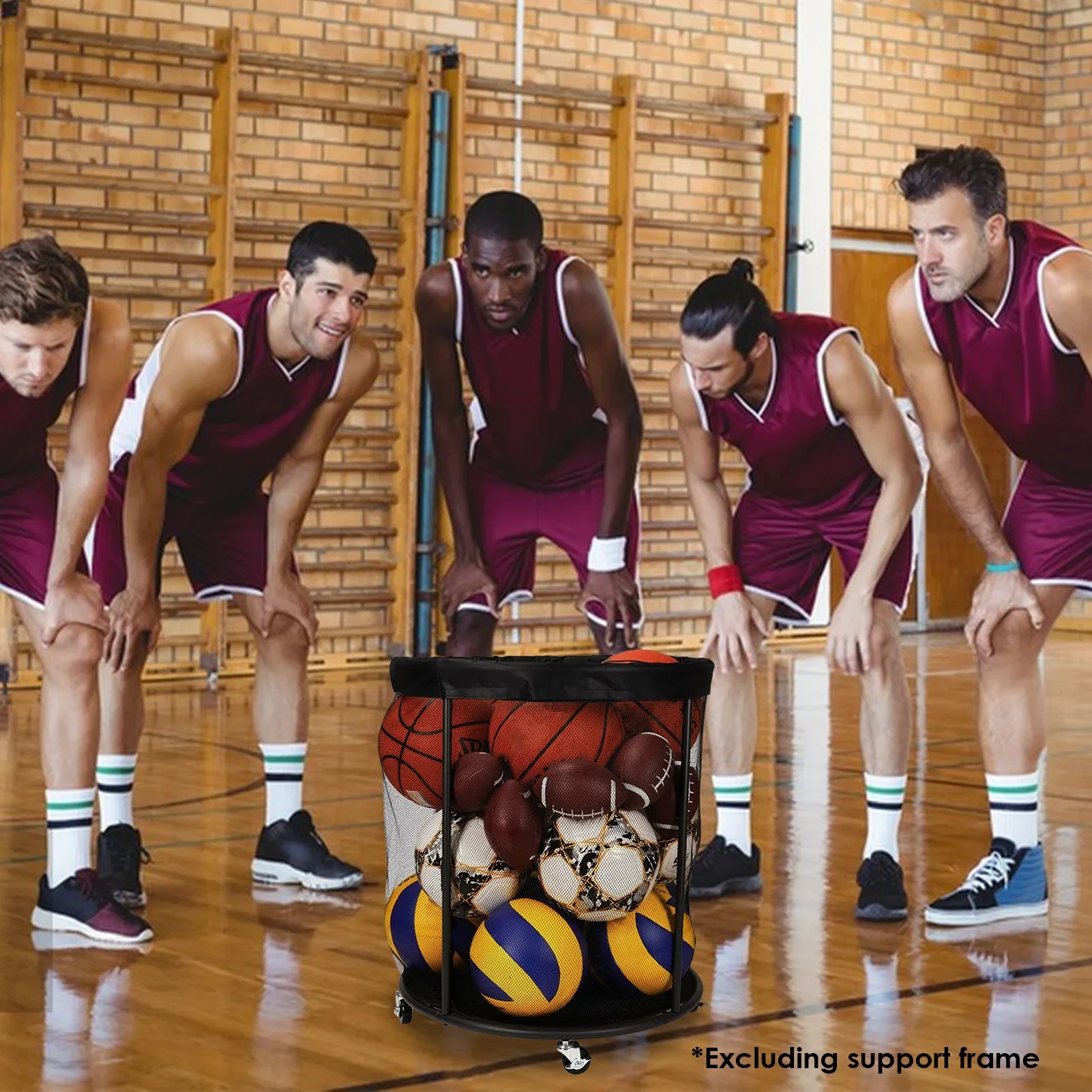 Grand sac en maille basket-ball, sac  basket-ball, sac  ballon de sport extérieur, adapté à la tenue  basket-ball,