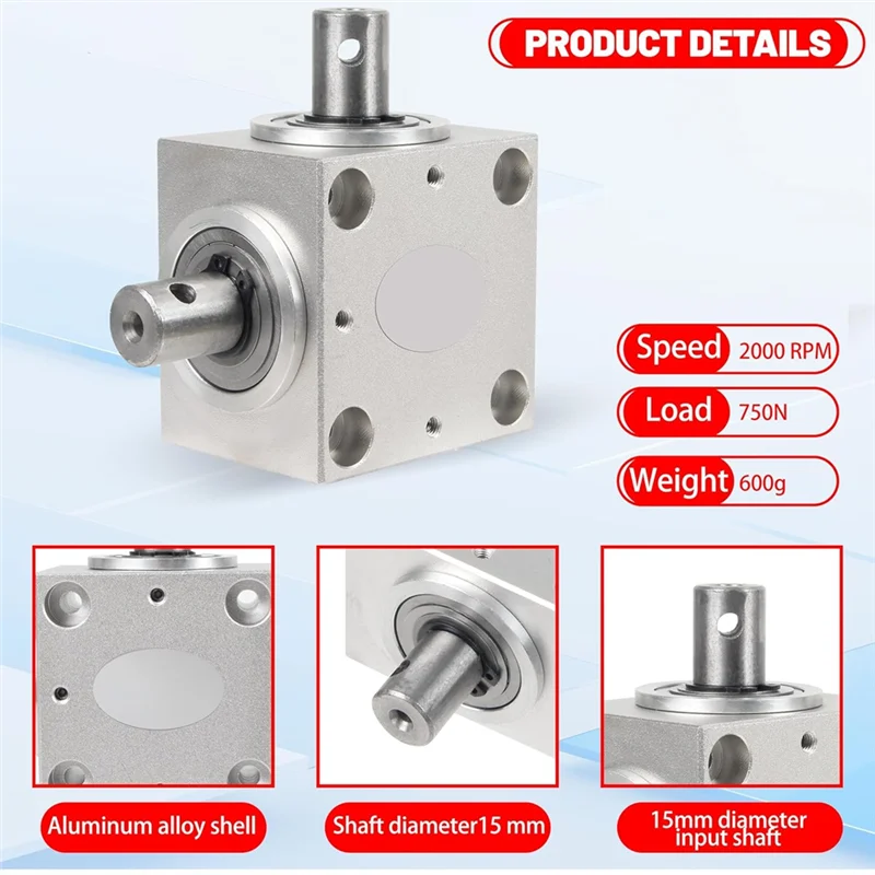 A88E-Tapered Bevel-Gearbox Rasio 1:1 Roda Kemudi Sudut Kanan 90 °   Angel Drive Output Tunggal Poros 15Mm 1,5 Modul 20 Baja