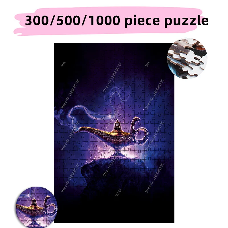 Disney Aladdin Magic Lamp Pattern Puzzle 300 500 1000 Pieces Creative Jigsaw Puzzle Game Kids Educational Toys Collection Hobby