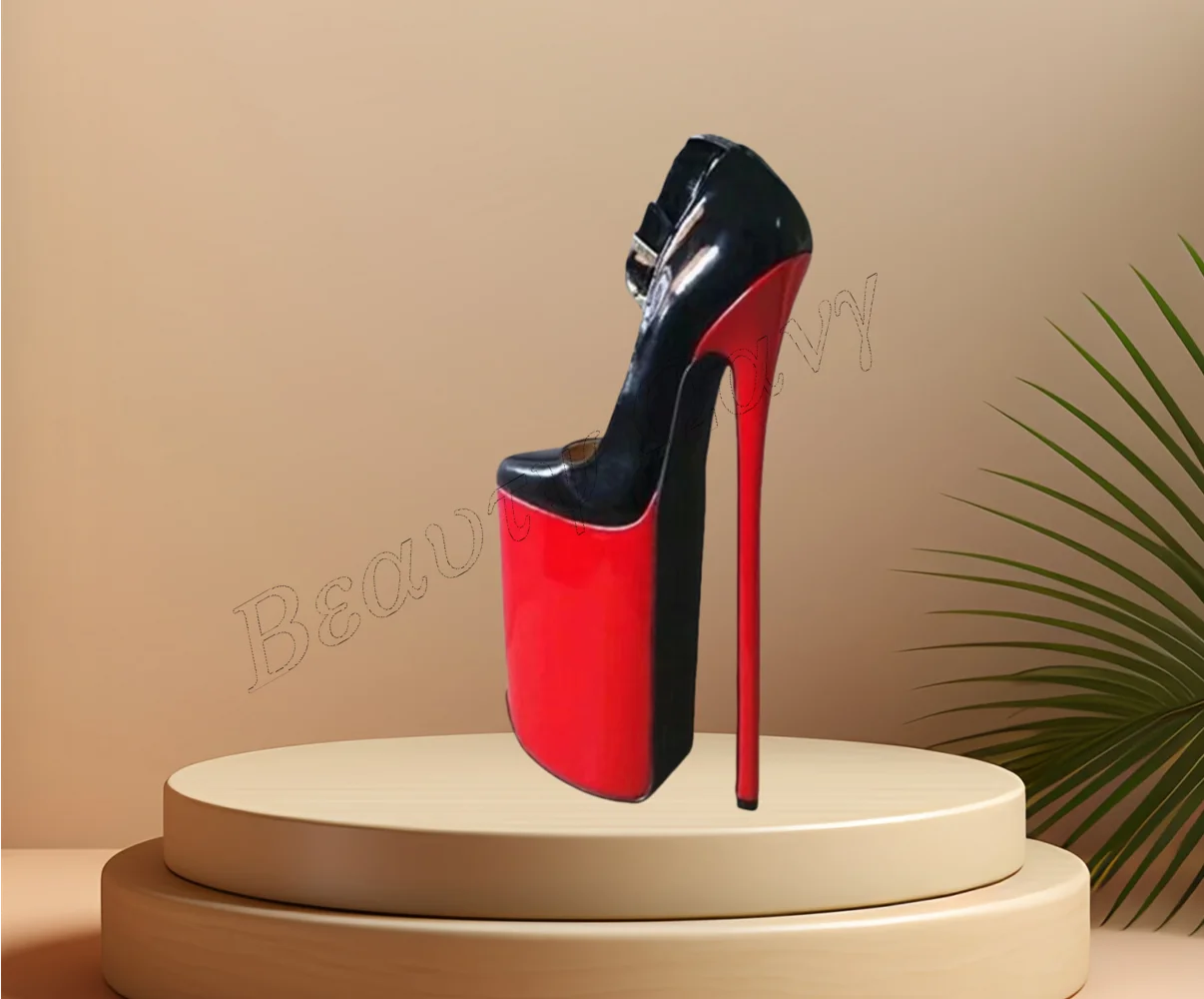 

Black And Red Heel Platform Pumps Supper High Heel Ankle Buckle Thin Heel Shoes for Women High Heels 2023 Zapatillas Mujer