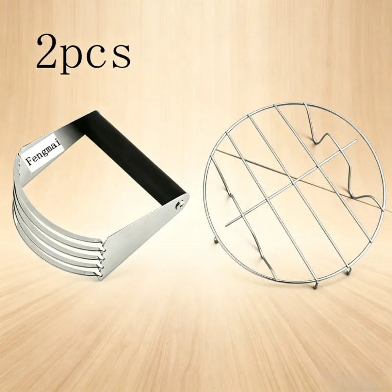 2 stainless steel manual dough kneading machines, oil flour mixer, vegetable steaming rack, household steaming basket rack