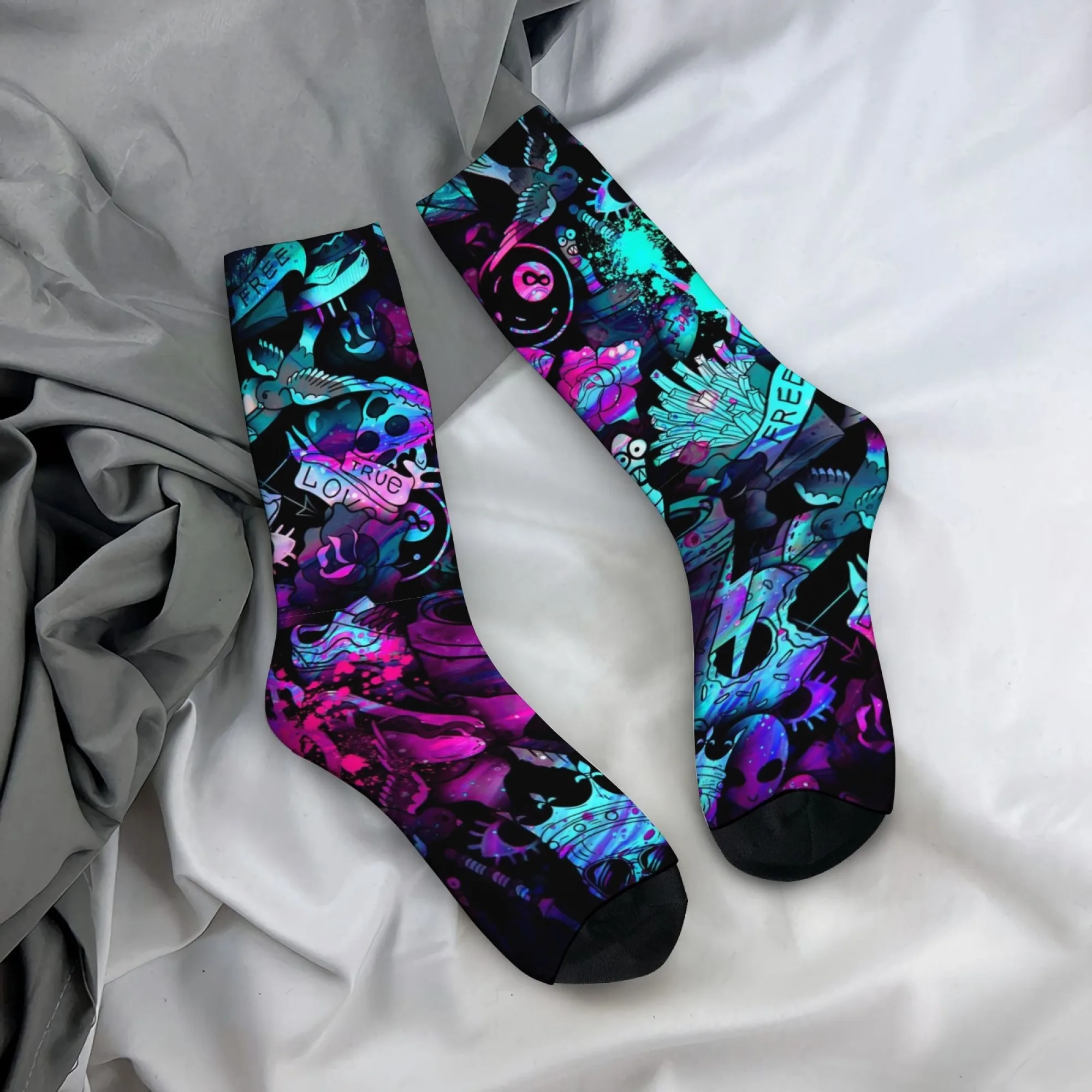 Psychedelic Art Pattern Men's Socks Street Hip-hop Harajuku Retro Style Casual Socks Non-slip Breathable Socks Crazy Party Gifts