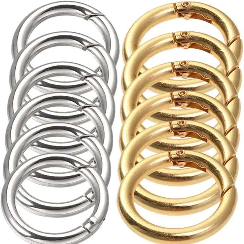 10pcs Metal O Ring Spring Clasps for DIY Jewelry Openable Round Carabiner Keychain Bag Clips Hook Dog Chain Buckles Connector