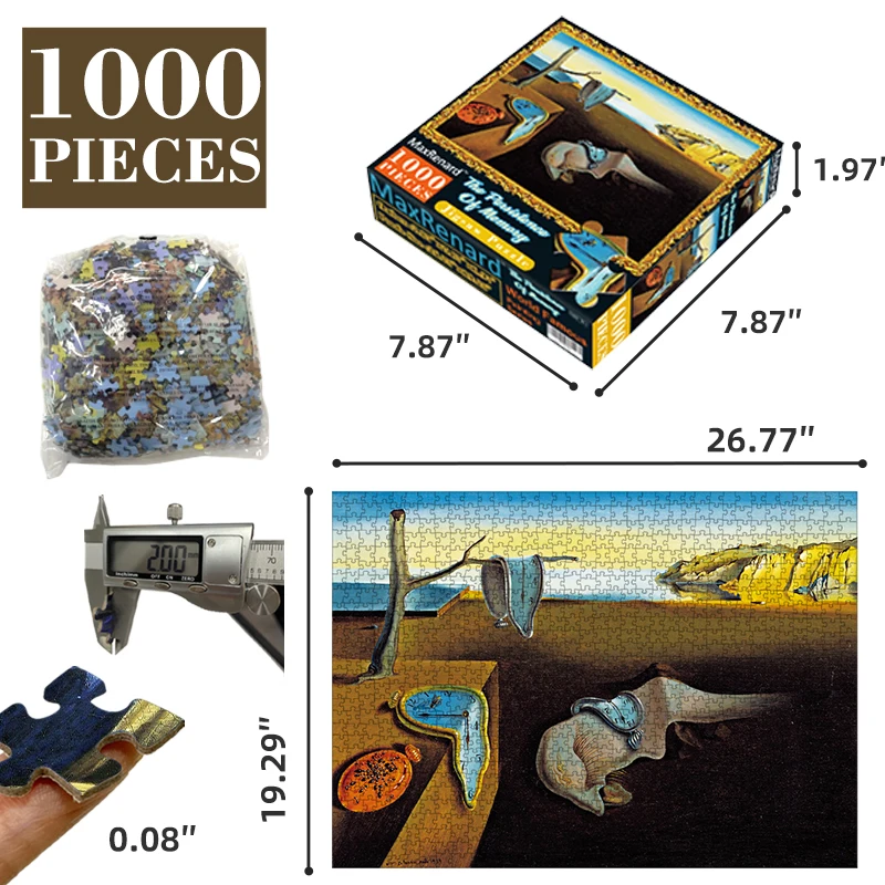 MaxRenard 68*49cm Game 1000 Pieces Jigsaw Puzzle Fine Art Collection Toy Salvador Dali The Persistence of Memory Leisure Time