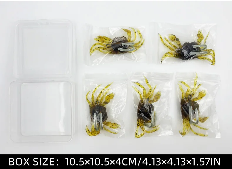 ShareShark 5 Stück/Box 3D-Simulations-Gummi-Krabben Weiche Angelköder mit Doppelhaken Meeresfischerei-Köder Falle Angelzubehör – Detail 12