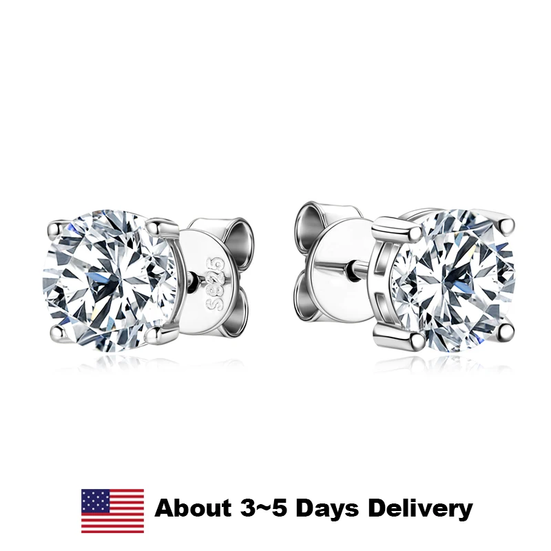 

1.0ct Moissanite Stud Earrings Certified Original 925 Sterling Silver Plated 18k White Gold Piercing Earrings Wedding Jewelry