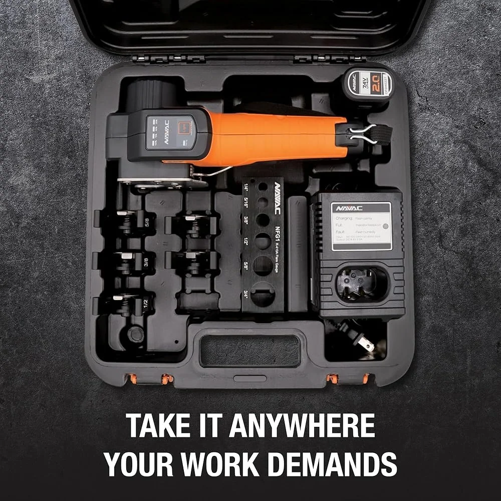 NEF6LM BreakFree Flaring Tool Cordless Copper Pipe Flare Tool Rechargeable Battery LED Flashlight 5 Size Flare Gauge Included