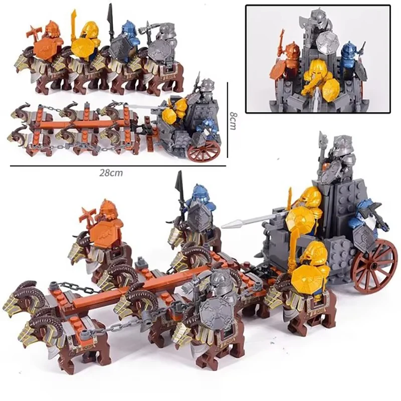 Mini Mittelalter Herr Ringe Mittelalterlichen Zwerg Wildschwein Ziege Wagen Armee Figuren Bausteine Ziegel Kinder Spielzeug Weihnachten Geschenk