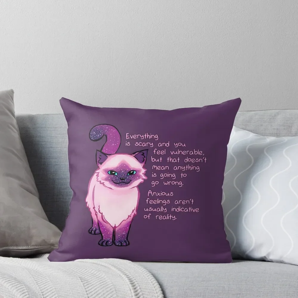 Anxiety Encouragement Galaxy Cat Throw Pillow pillows decor home Christmas Pillows pillow