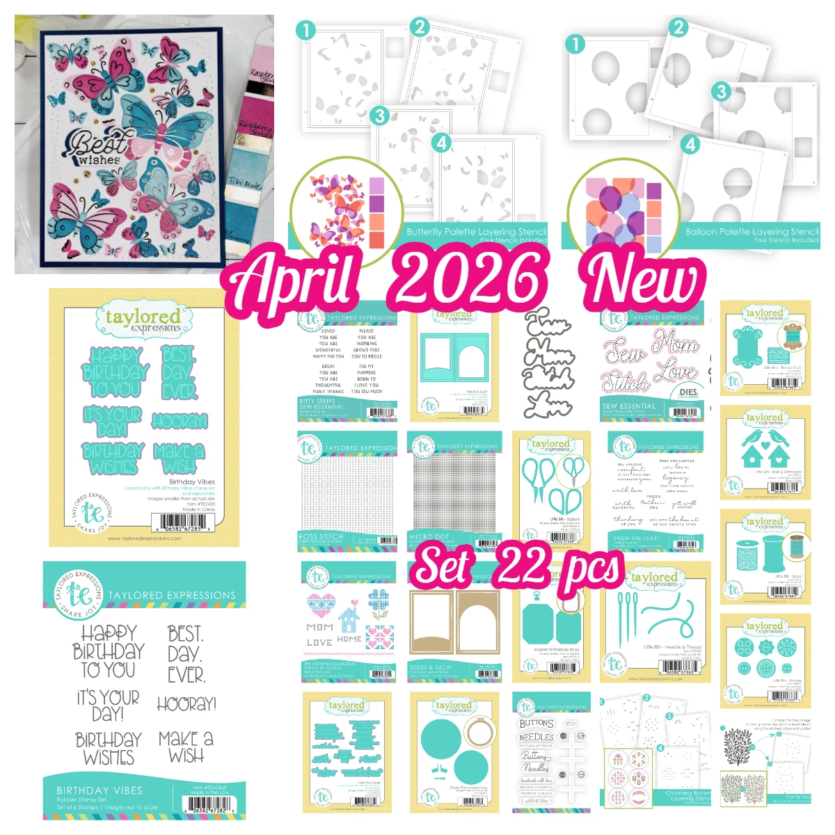 

Taylored Birthday Vibes Balloon Palette Layering Stencil Metal Cutting Dies Stamp for DIY Handmade Scrapbook Card April 2026 New