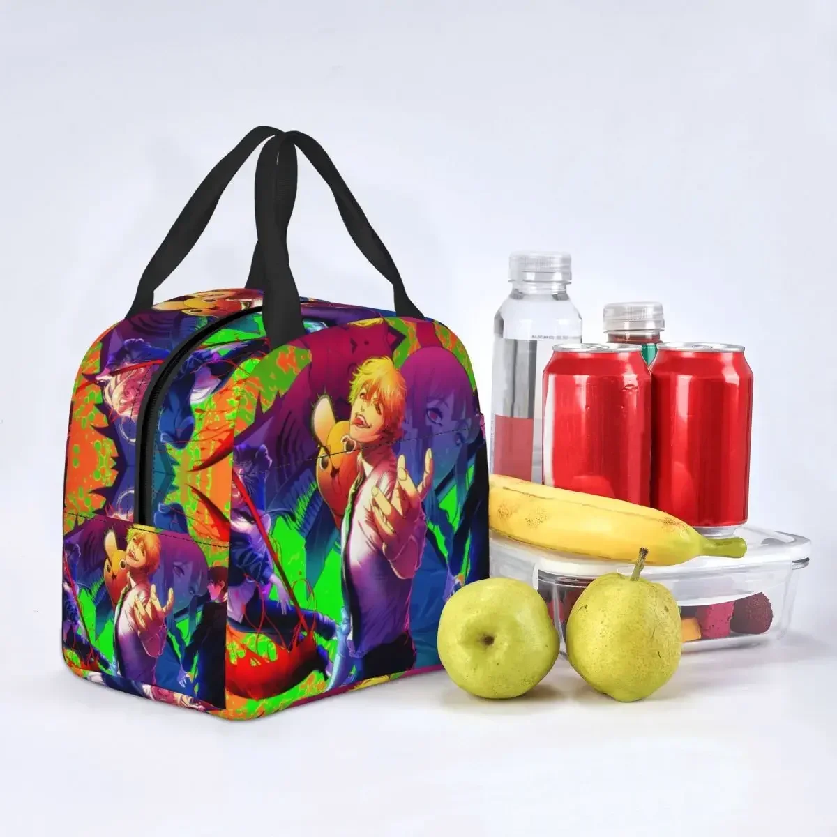 Chainsaw Man Lunch Box Leakproof Warm Cooler Thermal Food Insulated Lunch Bag for Women School Picnic Portable Tote Container