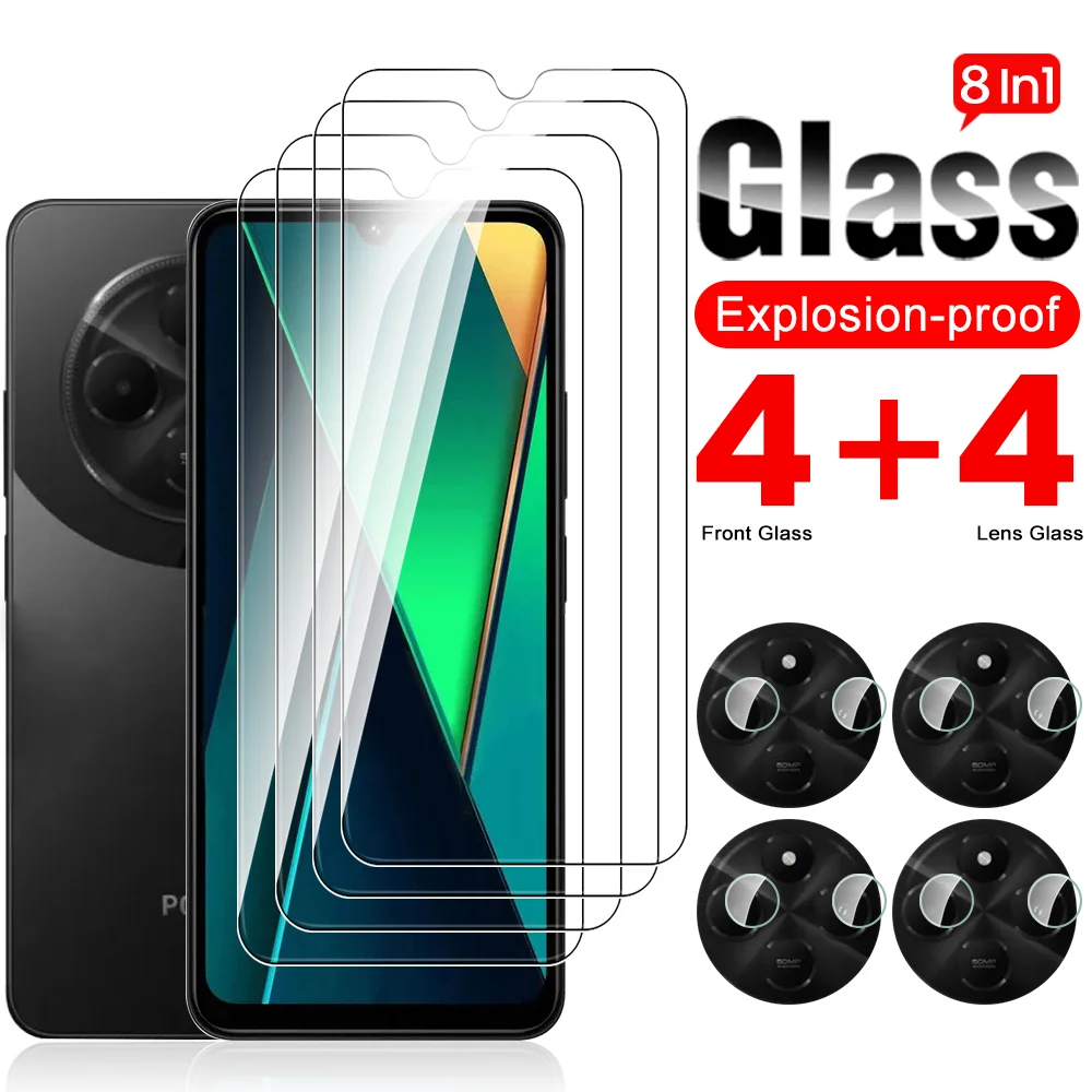 PocoC75 4G étui 8 en 1 verre de protection pour Xiaomi Poco C75 4G protecteur d'écran d'appareil photo Pocco Poxo Poko Little C75 C 75 75C 2024