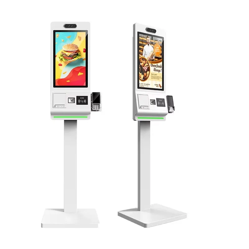 Floor Standing Self Service Order Kiosk in Restaurant Pos Systems Payment Kiosk With  Code Scanner