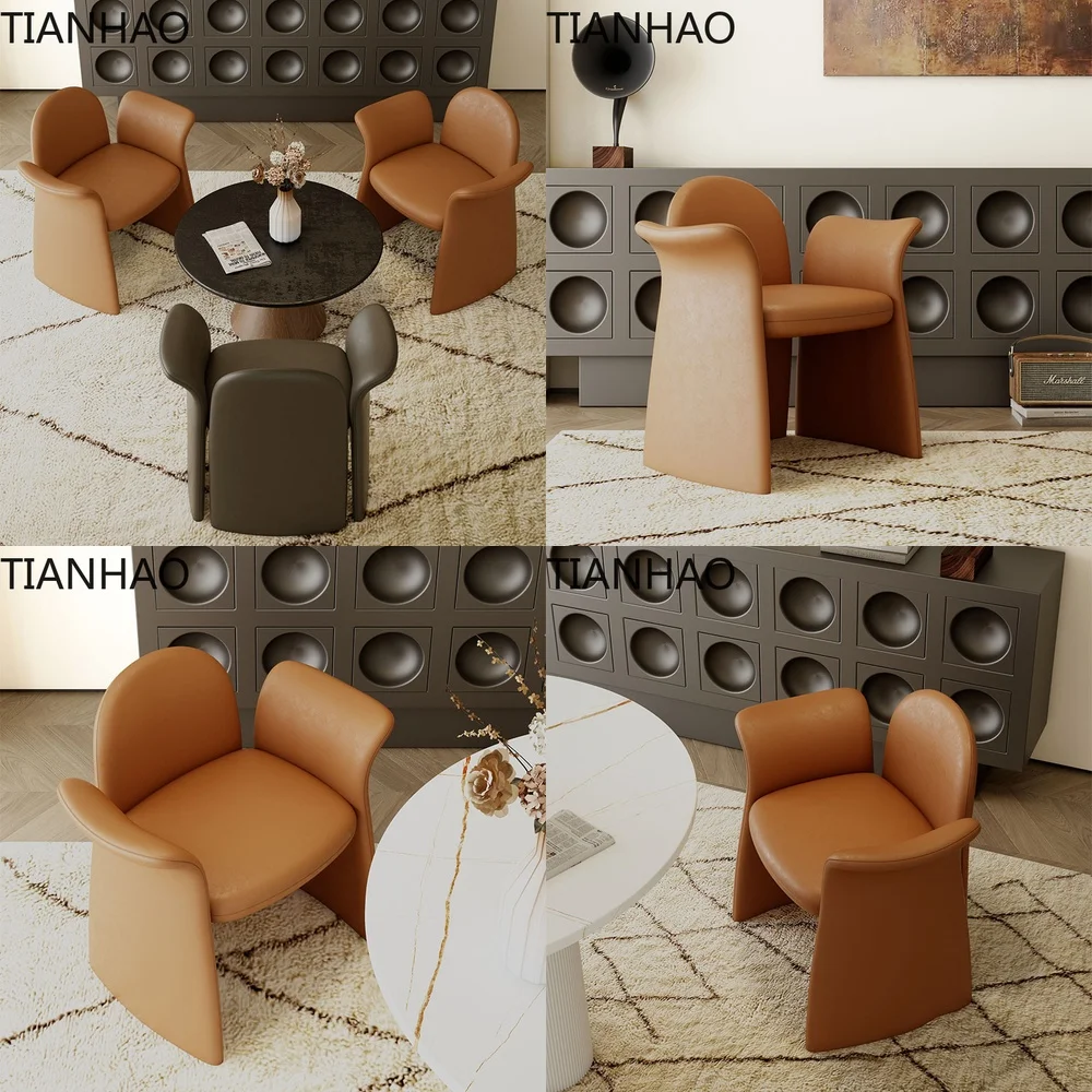Luxury Dining Chair for Home Office Hotel Nail Salon Meeting Room Reception Area Real Leather Accent Chair for Modern Living