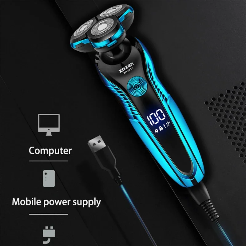 Electric Shaver Rechargeable Electric Razor Hair Clipper Cutting Shaving Machine for Men Beard Trimmer Wet-Dry Dual Use image 4