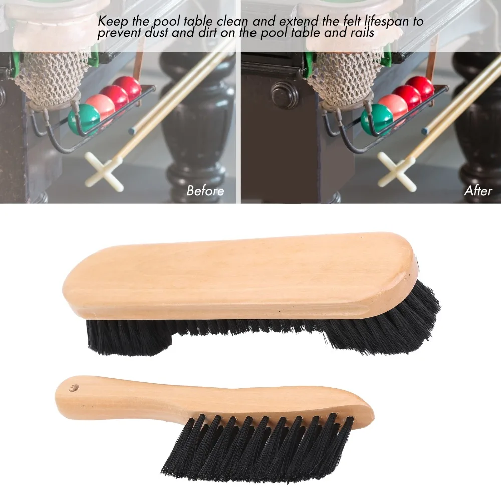 

2PCS Wooden Handle Pool Table Cleaning Tool Kit Nylon Bristle 8.5in Billiard Table Brush 9in Billiard Rail Brush Snooker Table