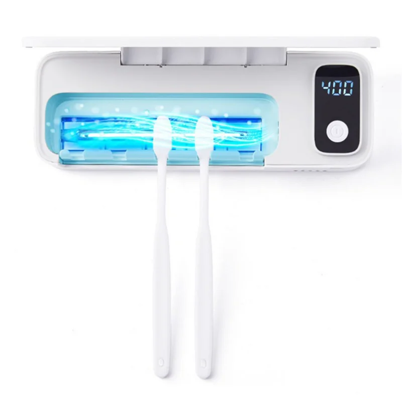 B07B-Smart Sanitizeri منظف فرشاة الأسنان القابل لإعادة الشحن بدون حفر مثبت على الحائط، منظم، حامل فرشاة