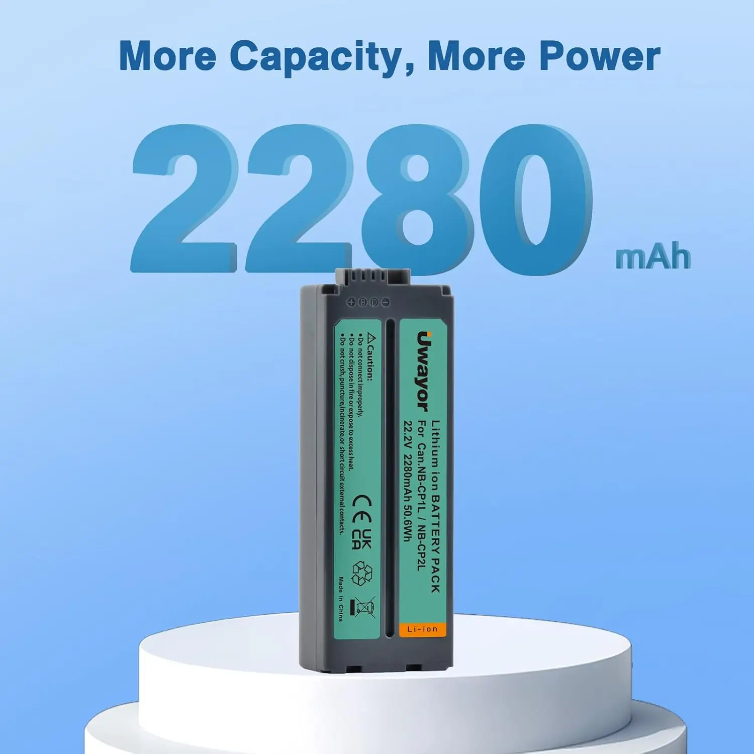UWayor 2280mAh NB-CP2L NB-CP1L Battery and Charger Adapter for Canon Photo Printers SELPHY CP1500, CP1300, CP1200, CP910, CP900 view 2