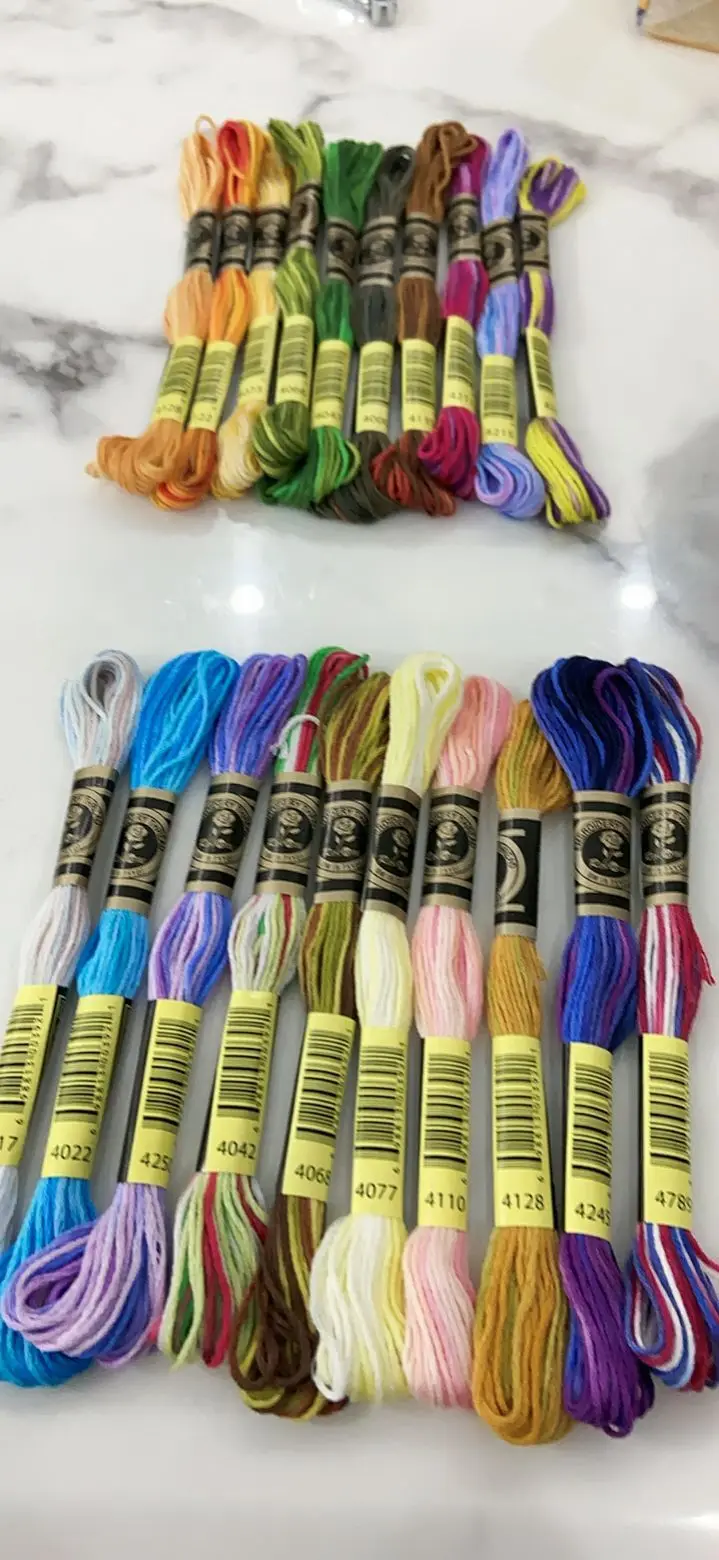Variegated Cotton Embroidery Floss 6 Strands 8 Meters Per Skein Color Variation Cross Stitch Thread 41 DMC Colors In 4 Sets