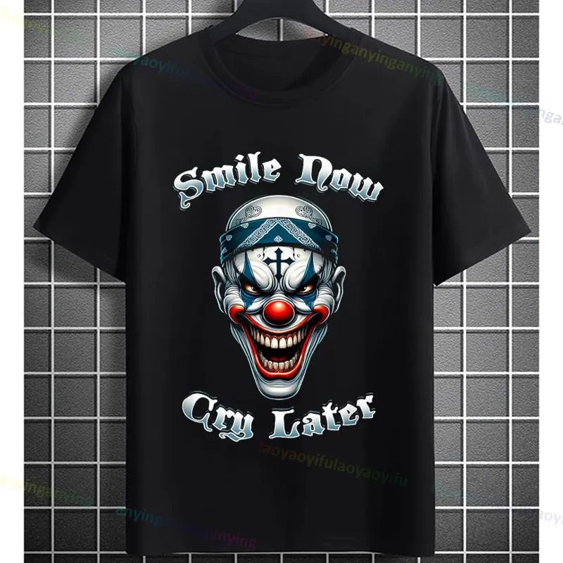 Men's Funny Comedy & Tragedy Masks & White Roses Art Graphic T-shirt Short-sleeve Pure Cotton Fashion Streetwear Casual Tshirt view 6