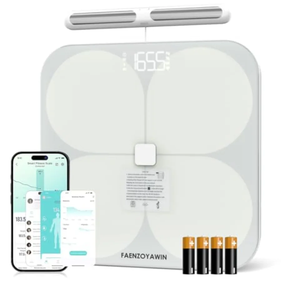 

Умные весы для измерения жира в организме с технологией 8 электродов для точного определения параметров тела, полноцветный LED-дисплей, Bluetooth-подключение к приложению