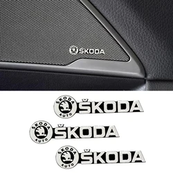 Stylizacja samochodu głośnik Audio ozdoba naklejki 3D aluminiowa plakietka godło naklejki dla Skoda Fabia super Octavia A2 A3 Rapid Kamiq