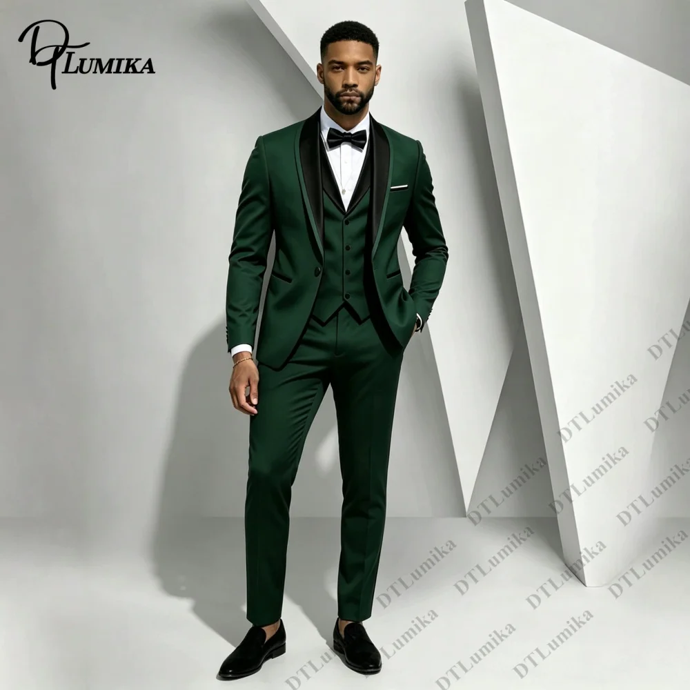 Shawl Lapel Three Piece 3 Piece Tuxedo for Men Jacket Vest Pants Wedding Outfit XXS-7XL Tailored Fit Bespoke Banquet Suit Attire