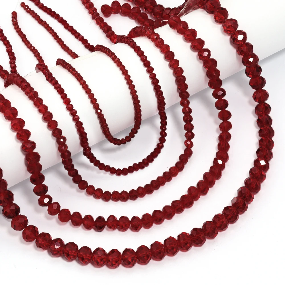 1 Strand Red 3/4/6/8/10mm Rondelle Austria Faceted Crystal Glass Beads Loose Spacer Beads for Jewelry Making DIY Accessories - view 4