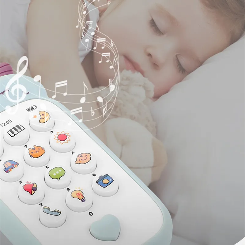 Teléfono Con mordedor para bebé, juguete educativo con sonido musical para dormir, simulación infantil, regalo de cumpleaños