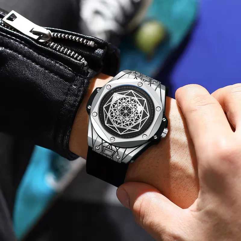 Orologio meccanico automatico sportivo luminoso con cinturino in Silicone da uomo alla moda creativo alla moda