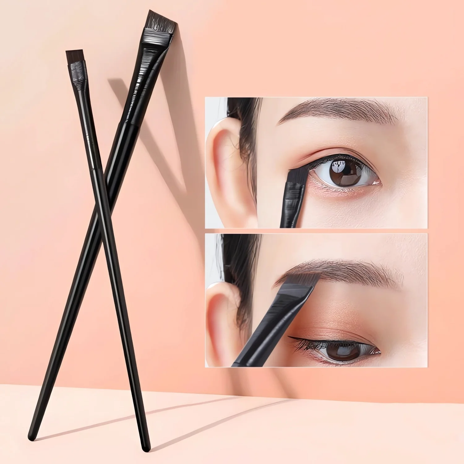 Pennello per sopracciglia pennello per ombretto ultrasottile 2 set per correttore contorno sopracciglio Eyeliner pennello per trucco multiuso