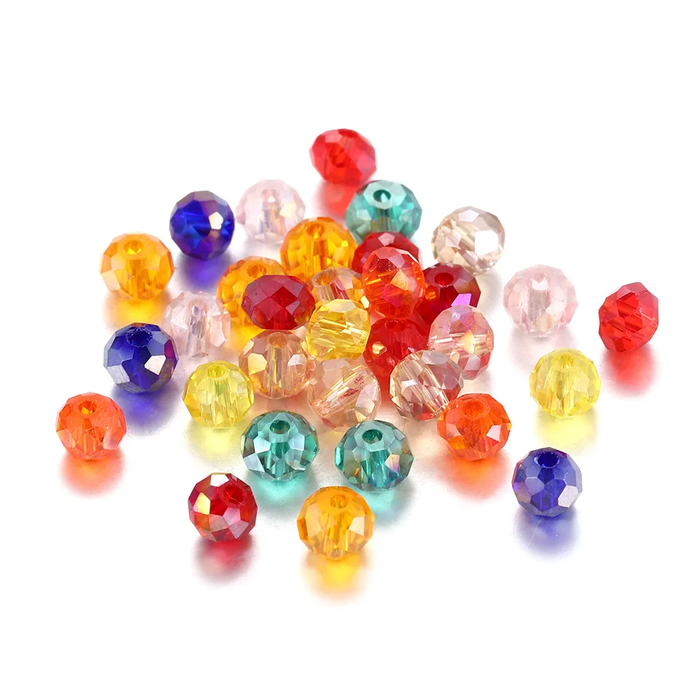 70Pcs Hot Selling Multi Colored Transparent Ab Flat Beads 3-8mm Mobile Phone Lanyard Beads DIY Jewelry Accessories Wholesale