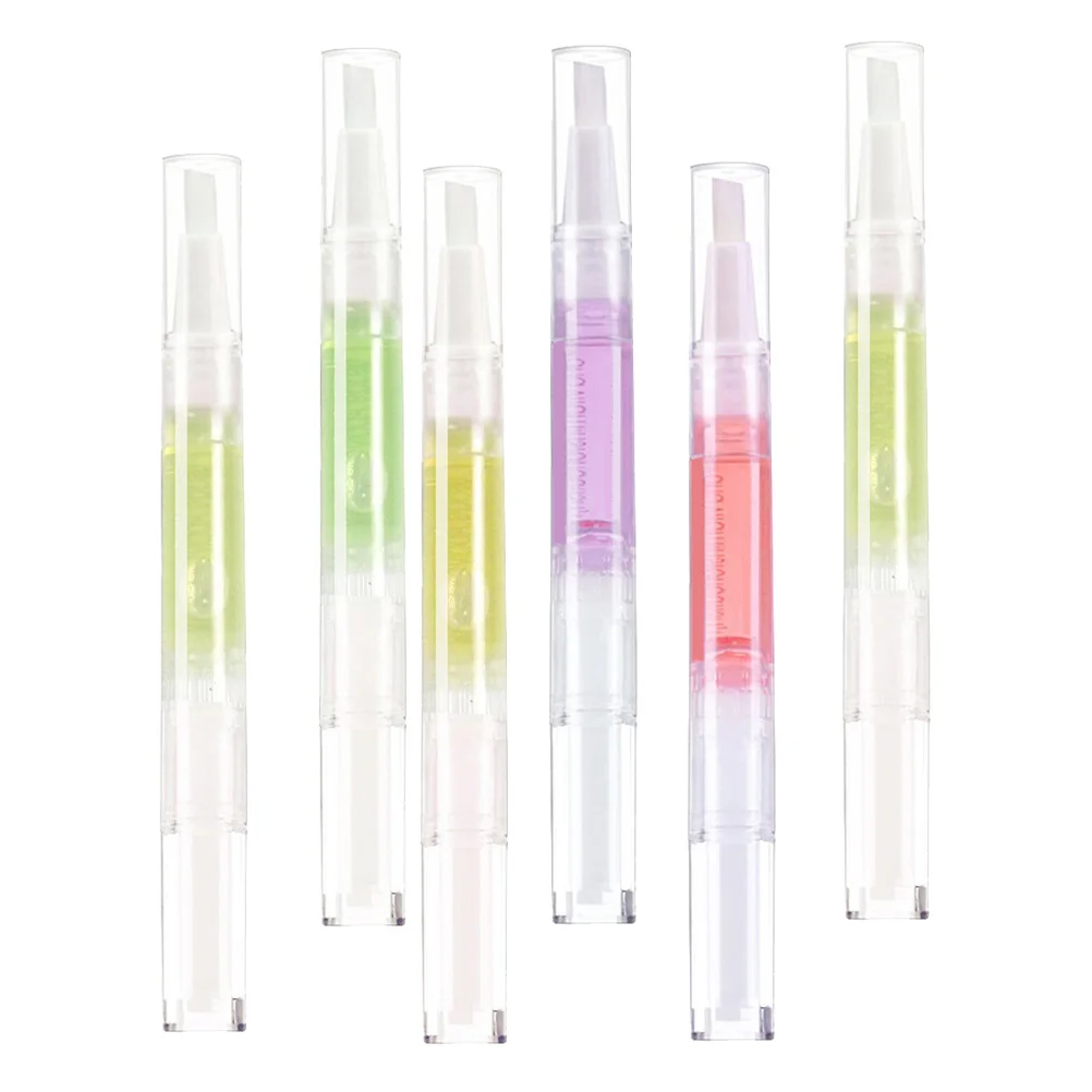 Stylo à huile pour cuticules, 6 pièces, huile essentielle pour ongles, pointe de brosse, soins des ongles, nourrissant, réparateur, stylo de traitement de manucure