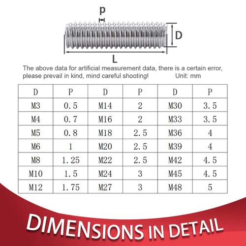 Imagen 2 del producto M3 M4 M5 M6 M8 304 perno de varilla roscada completa de acero inoxidable longitud 16-300mm pernos sin cabeza totalmente métricos tornillos de varillas de rosca