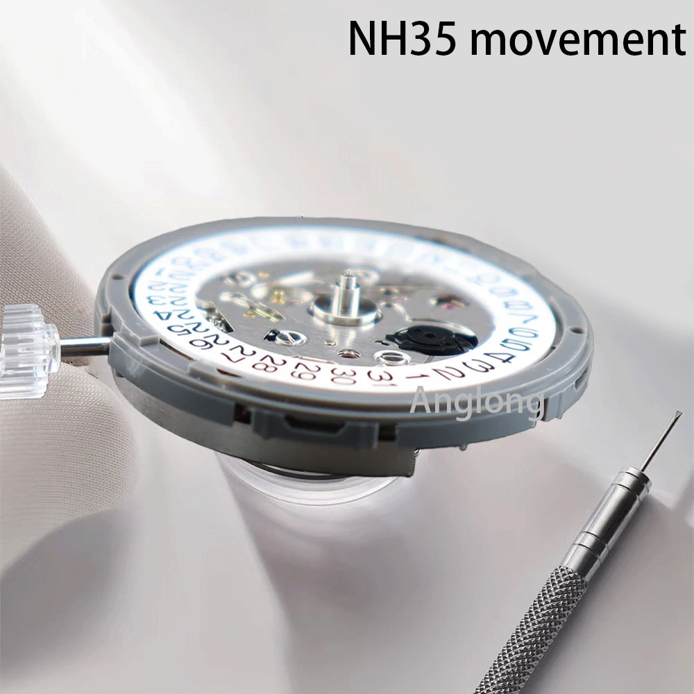Japan Genuine NH35 Automatic Mechanical Movement High Accuracy 24 Jewels Mod Watch Replacement NH35A Date at 3:00