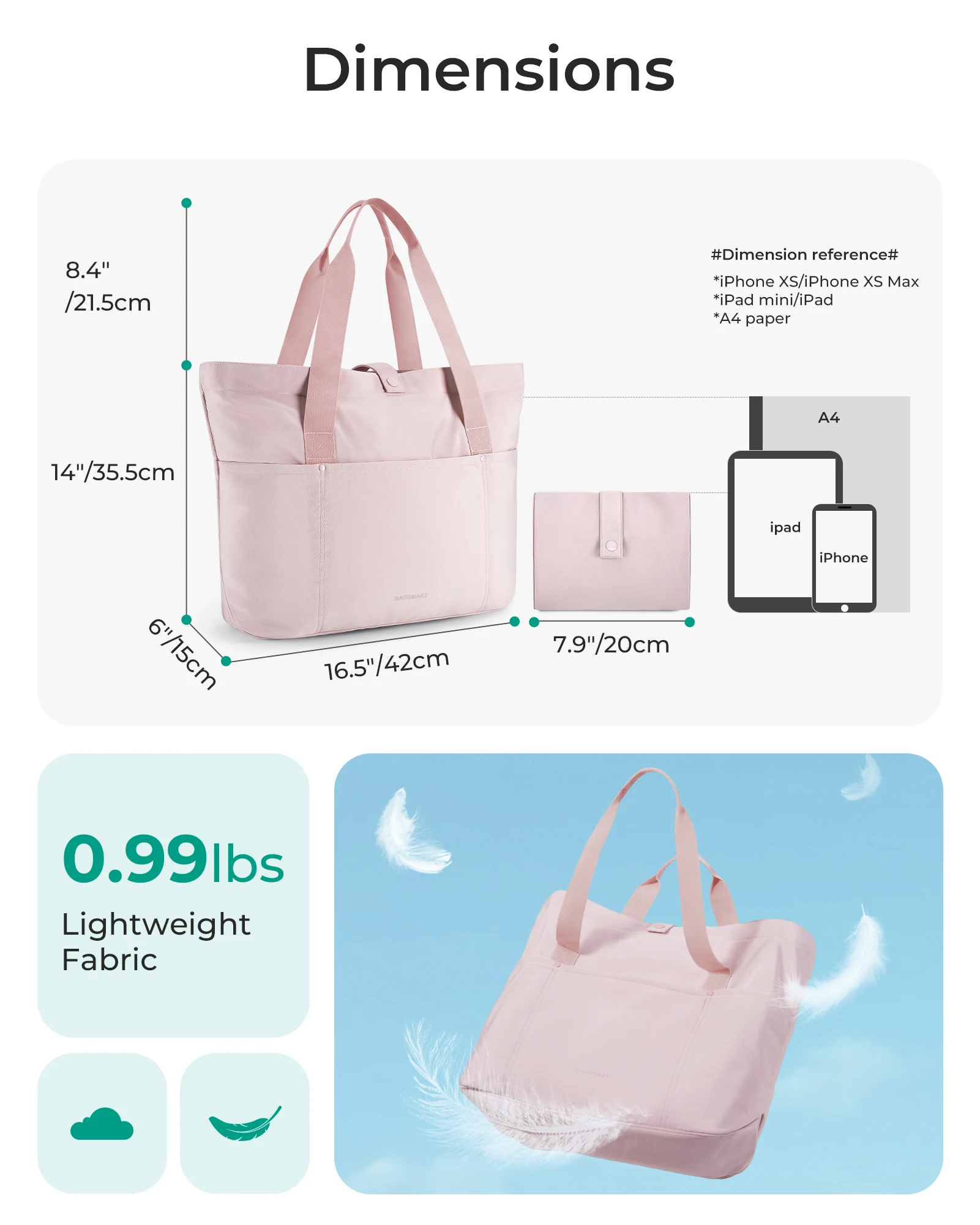 BAGSMART Large Tote Bags for Women Waterproof Foldable Beach Gym Shopping Shoulder Bag Durable College Work Purse with Pockets