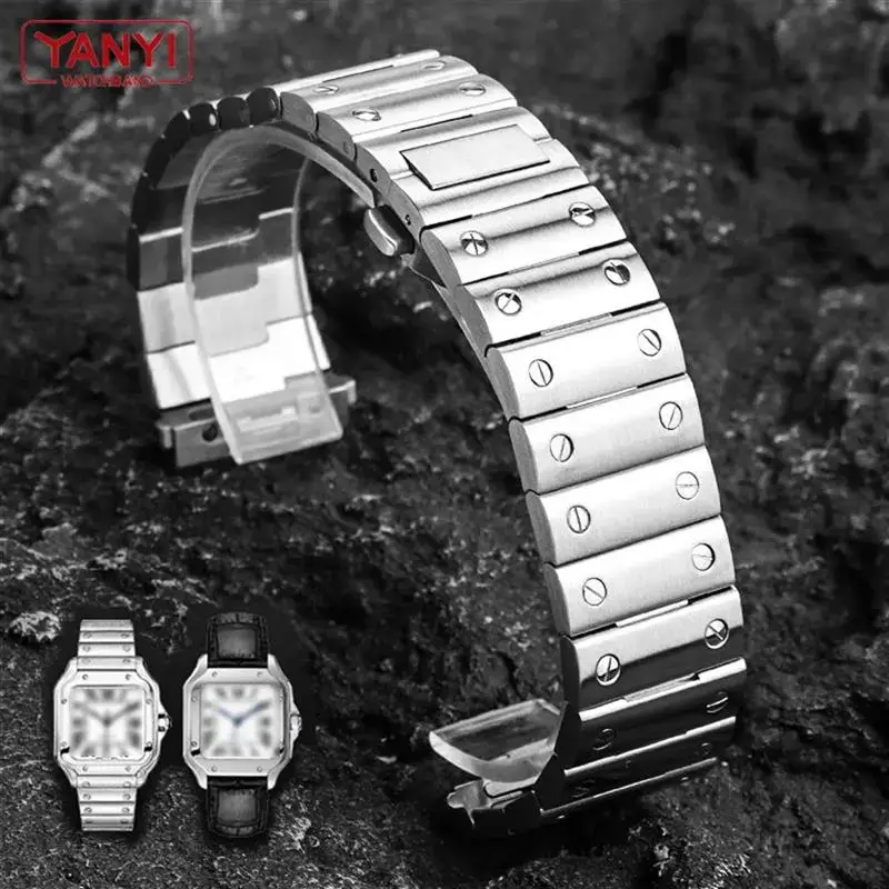 MAISITU-Bracelet de montre en acier inoxydable massif pour homme, pour cartier, châssis sanchassis, wssa0010, 21mm, à dégagement rapide