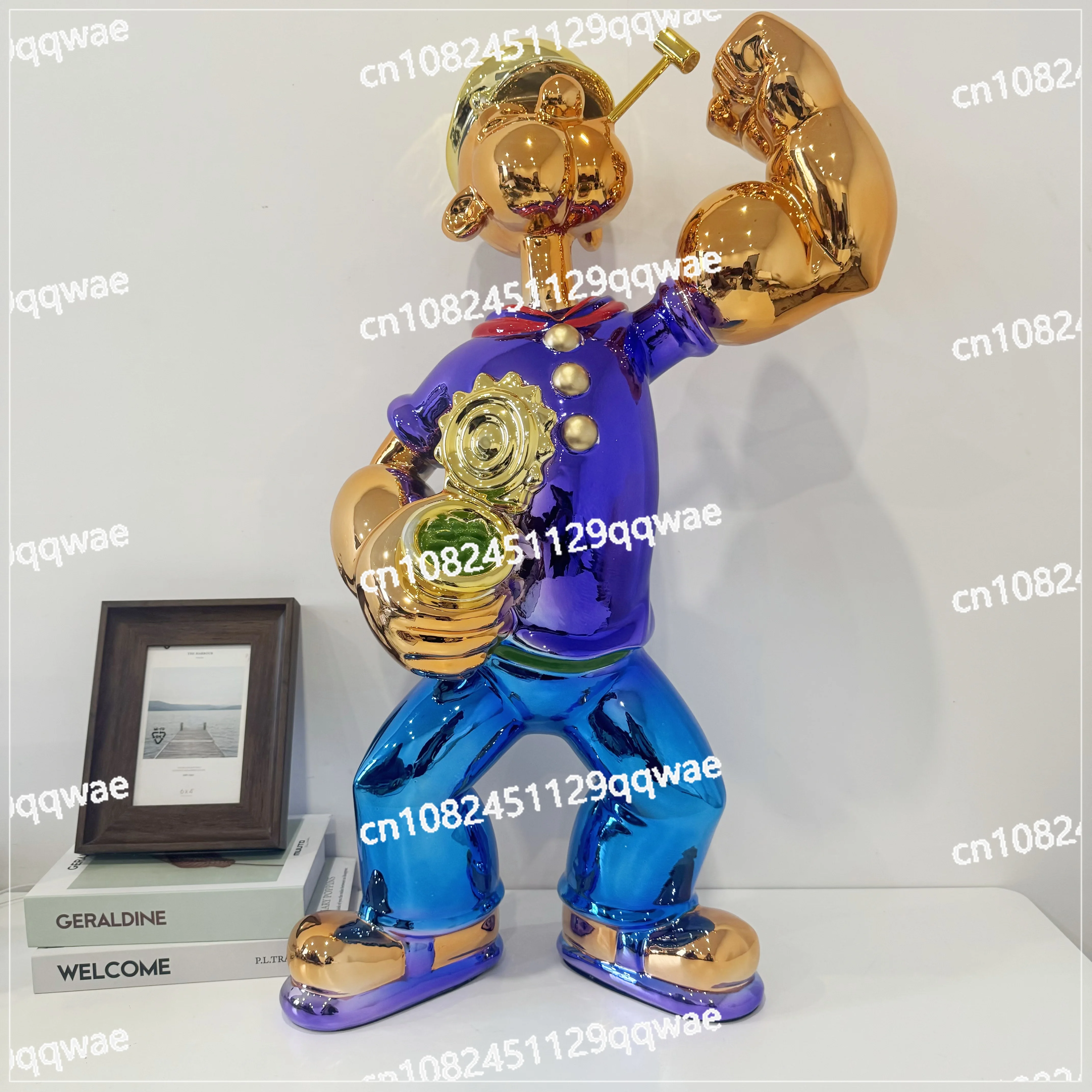 Popeye FRP electroplating soft decoration, cartoon character model ornament, creative photo, commercial beauty engraving