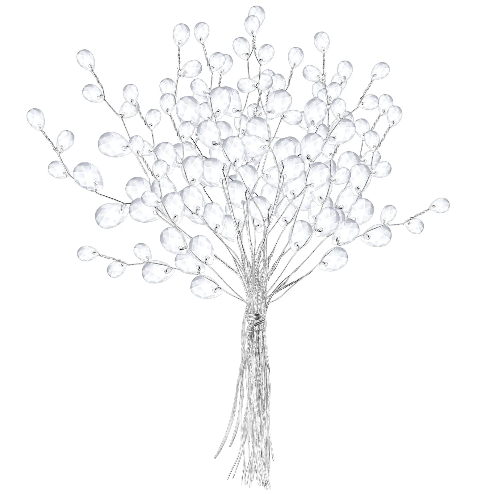 

Glitter Greenery Decor Acrylic Flower Branches Crystal White Artificial Bouquets