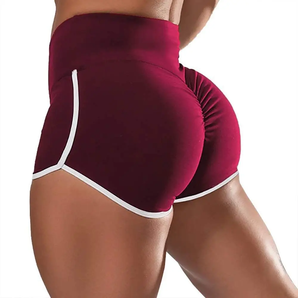 Verão pêssego calças de cintura alta feminino fitness elástico hip lift ginásio yoga calças de secagem rápida correndo esportes bicicleta shorts sólido