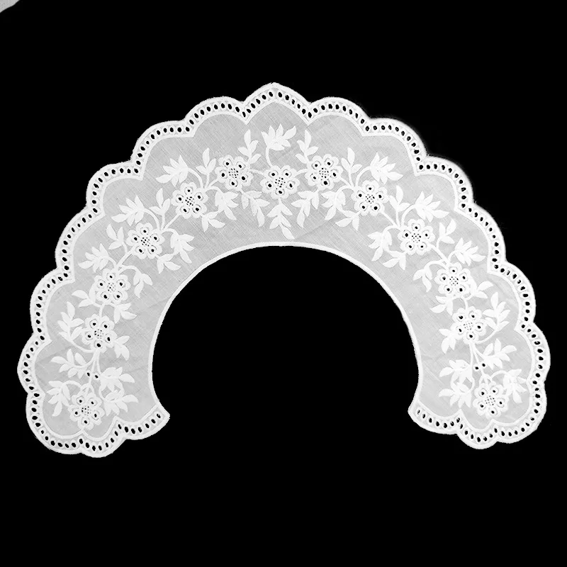 Popular lace White black cotton Embroidered Lace Neckline Collar Guipure Applique Trim Sewing cloth Womens dresses accessory